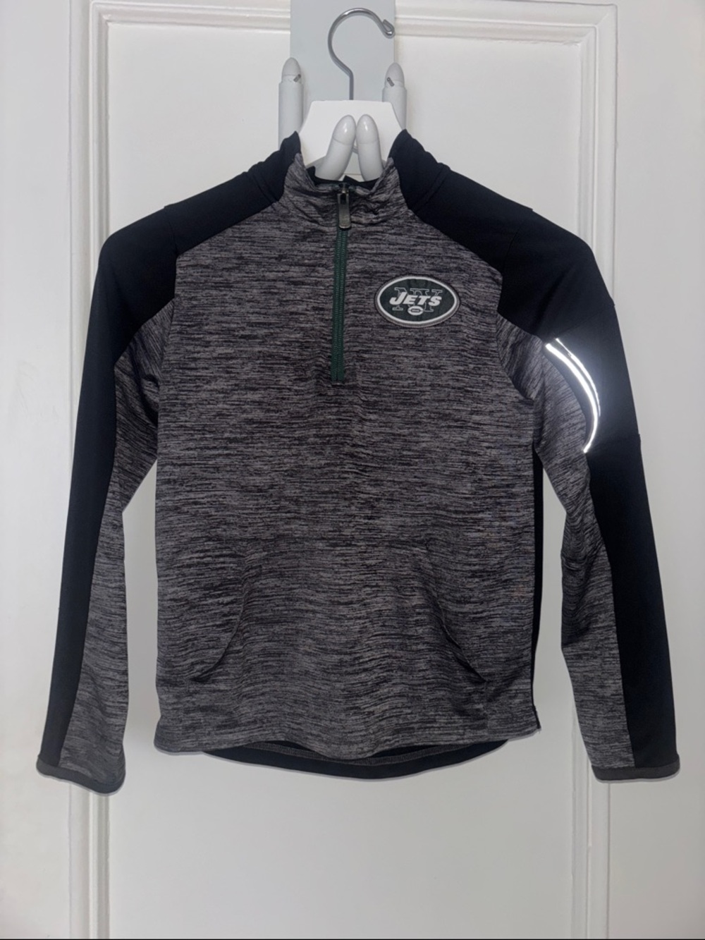 NFL Youth Gray and Black New York Jets Quarter-Zip Pullover